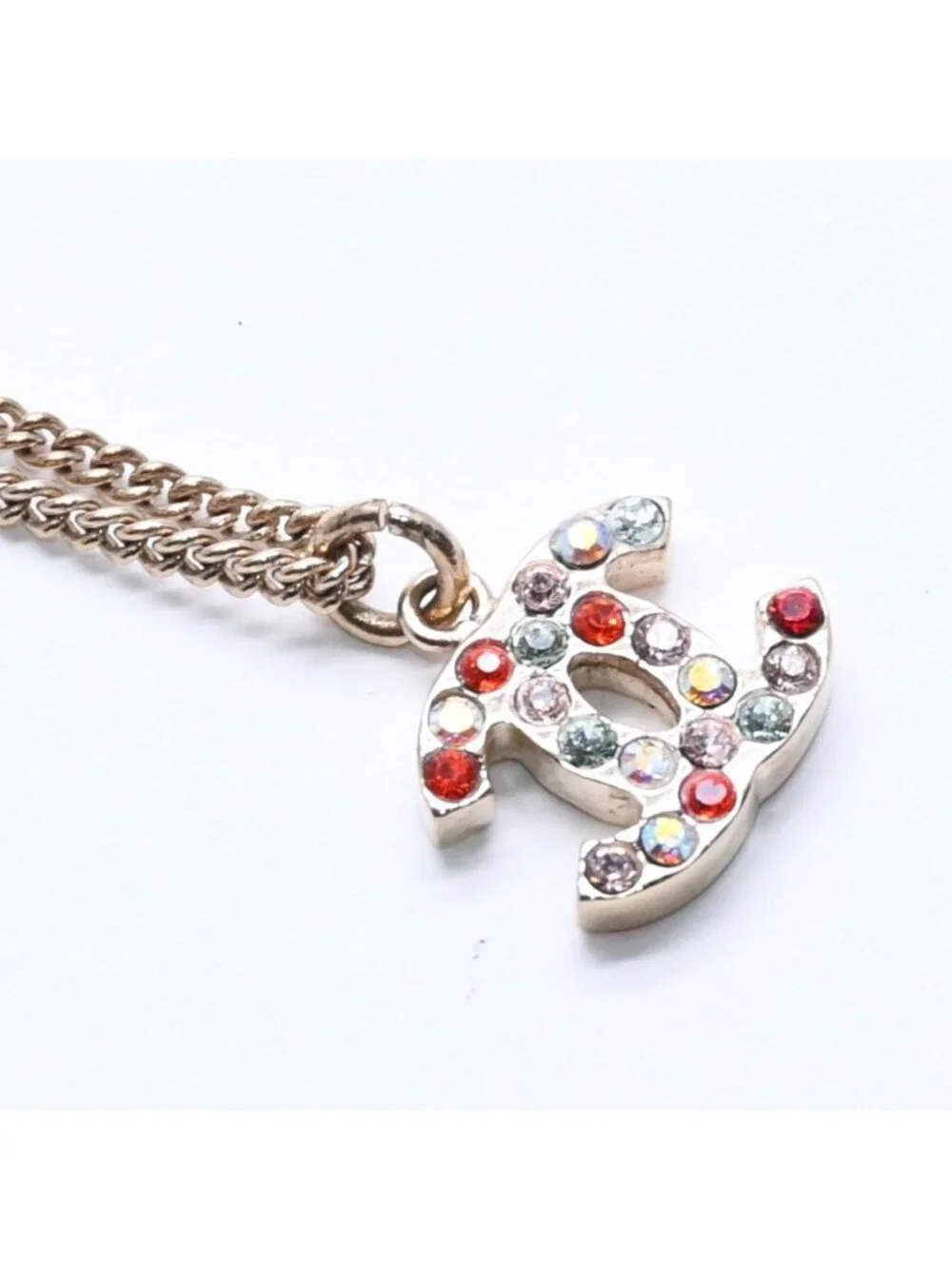 Chanel Necklace Gold Multicolor Rhinestone 04